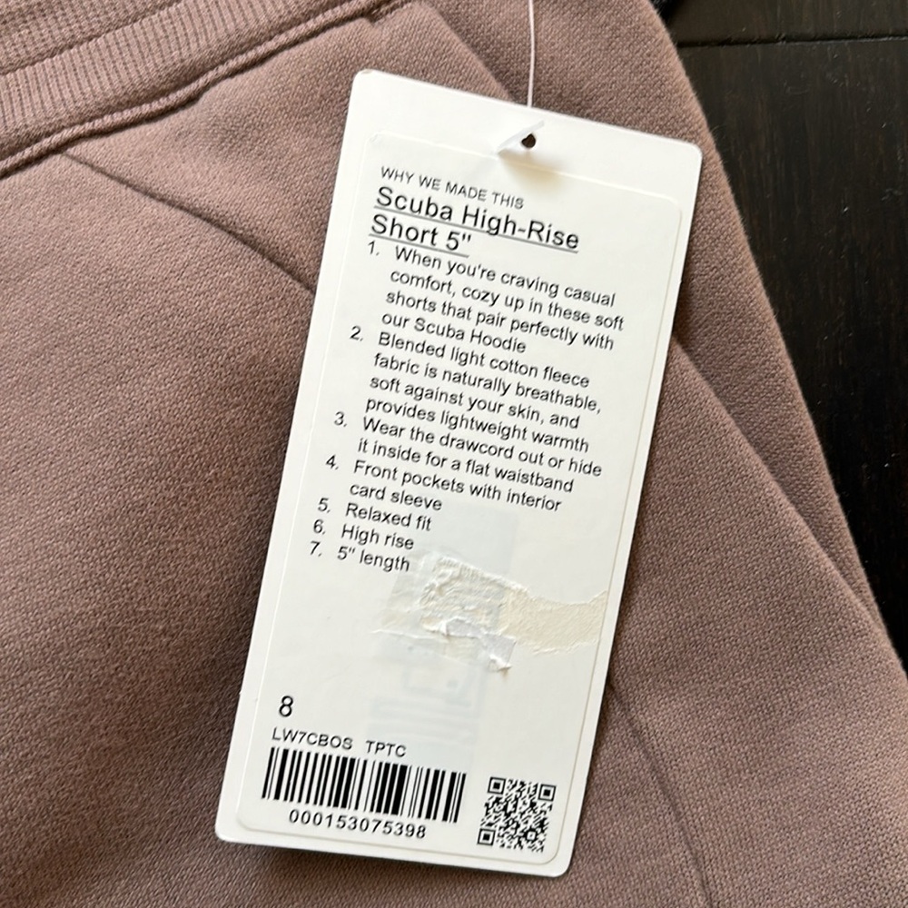 LULULEMON SCUBA HIGH RISE SHORTS 5”in TAUPETASTIC SZ 8 NWT - Picture 6 of 7